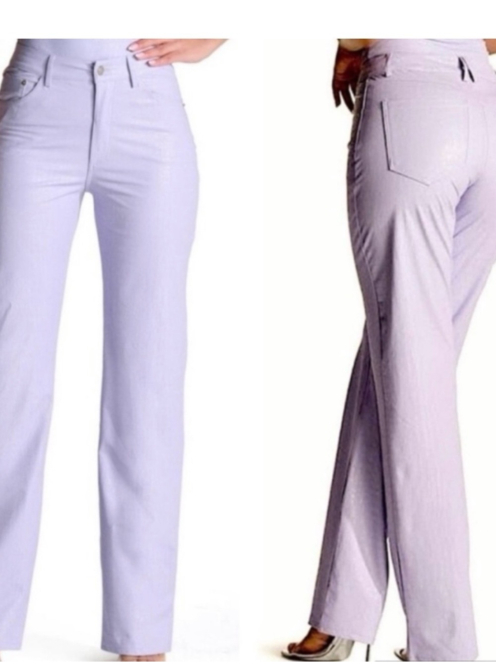 naked wardrobe Lilac Faux Leather Finish Croc Embossed High Waisted Pant